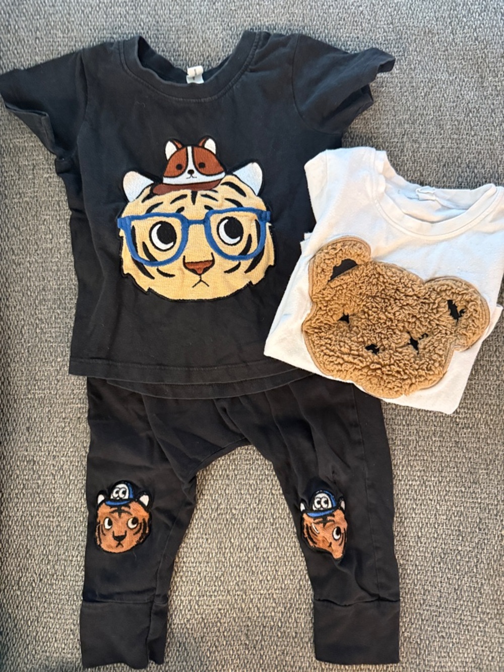Huxbaby Tiger Tee & Teddy Applique Tee and pants